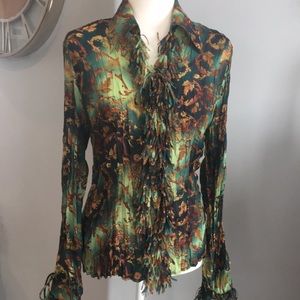 NWT Violet & Claire Button Down Fringe Blouse – L